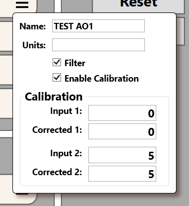 Analog Input Properties Window